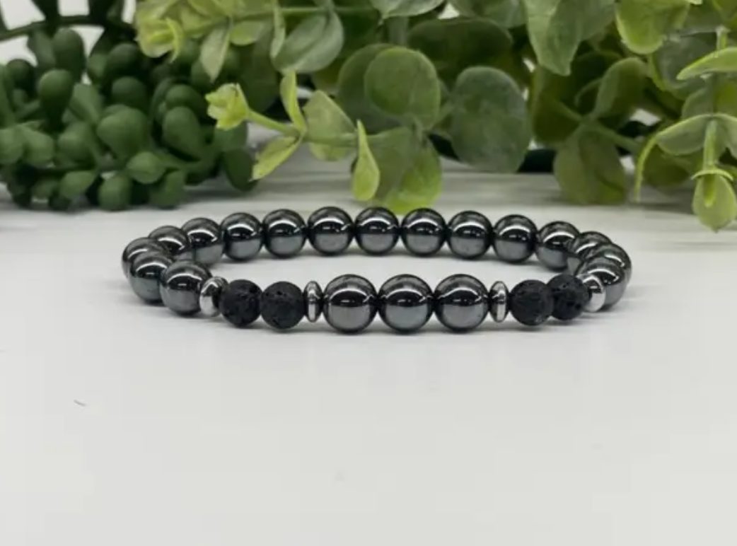 Hematite & Lava Aromatherapy Bracelet
