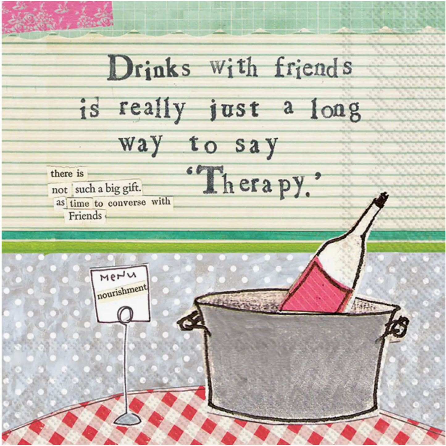 Curly Girl Wine Therapy Paper Cocktail Napkin