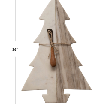 Marble Tree Cheese/Cutting Board with Canape Knife - Drifts East