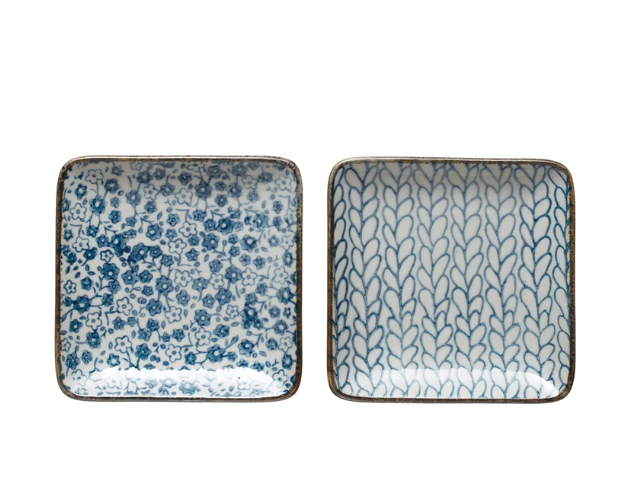 Blue and White Hand-Painted Stoneware Plate - Drifts East