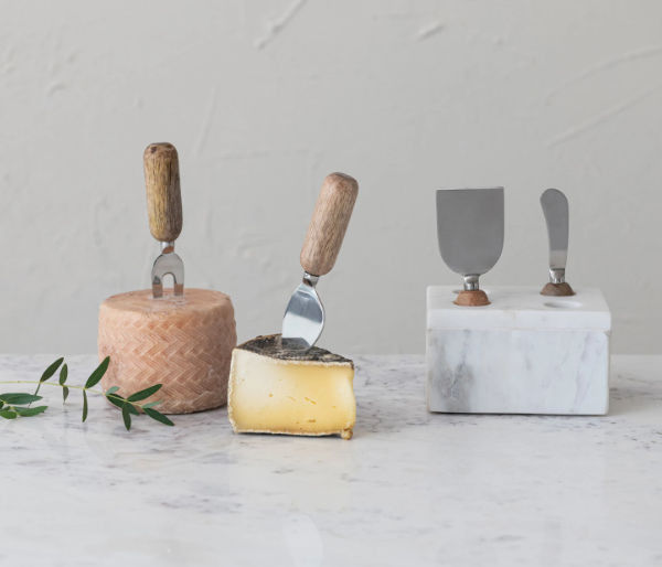 Marble and Wood Cheese Knife Set - Drifts East
