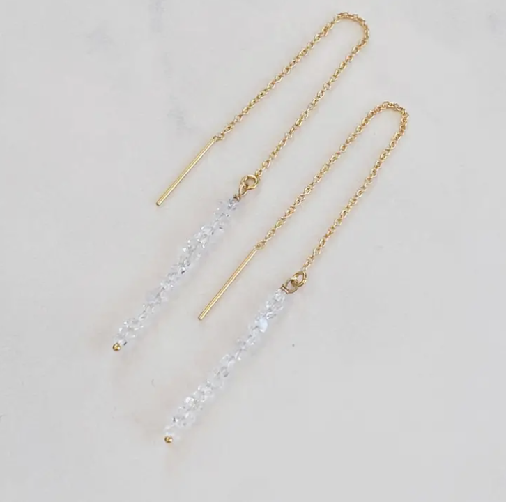Herkimer Diamond Threader Earrings - Drifts East