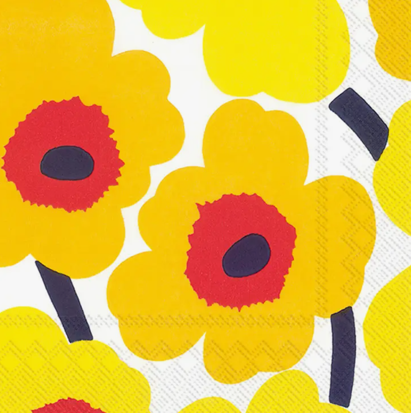 Marimekko Unikko Dark Yellow Paper Cocktail Napkin