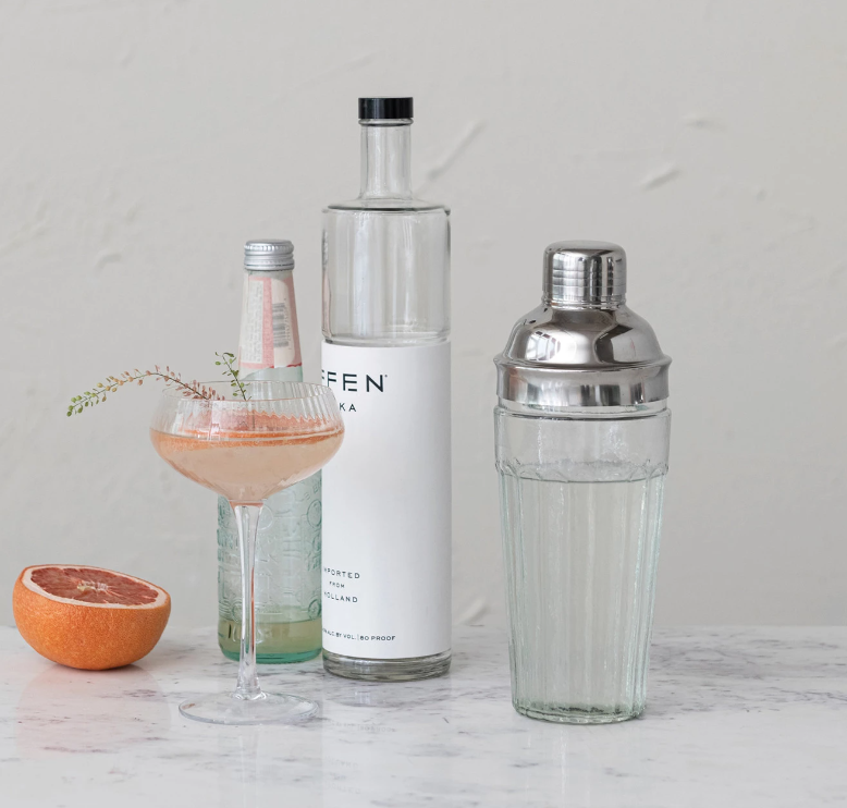 Glass Cocktail Shaker w/ Stainless Steel Top