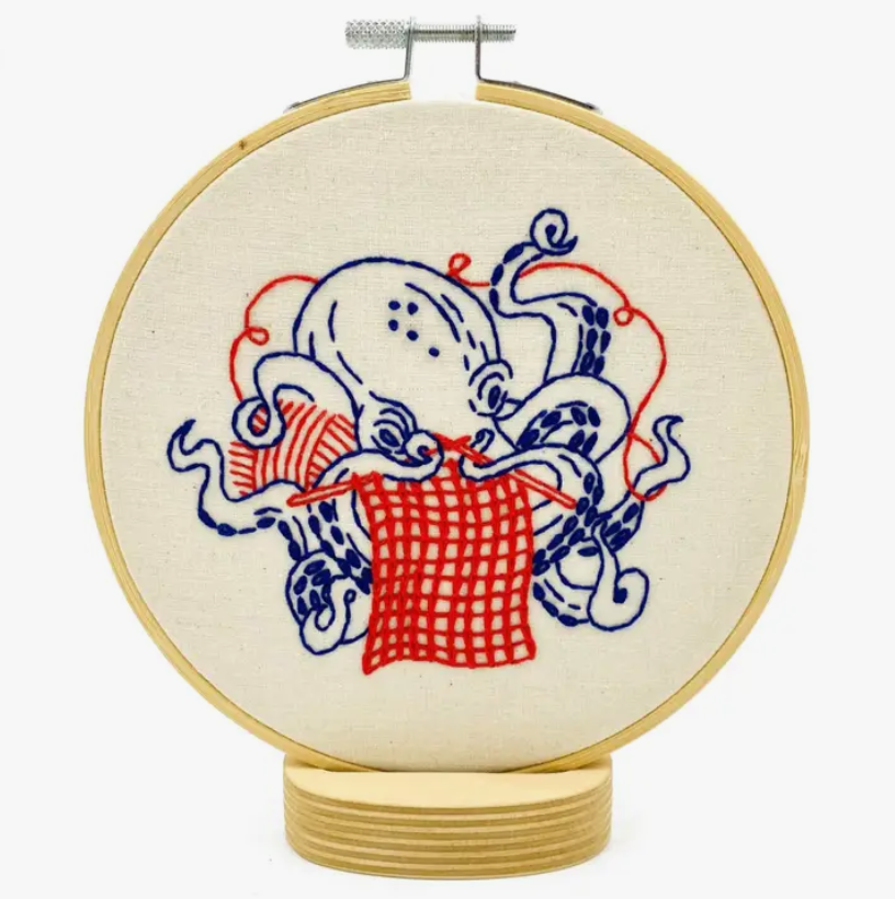 Knitting Octopus Complete Embroidery Kit