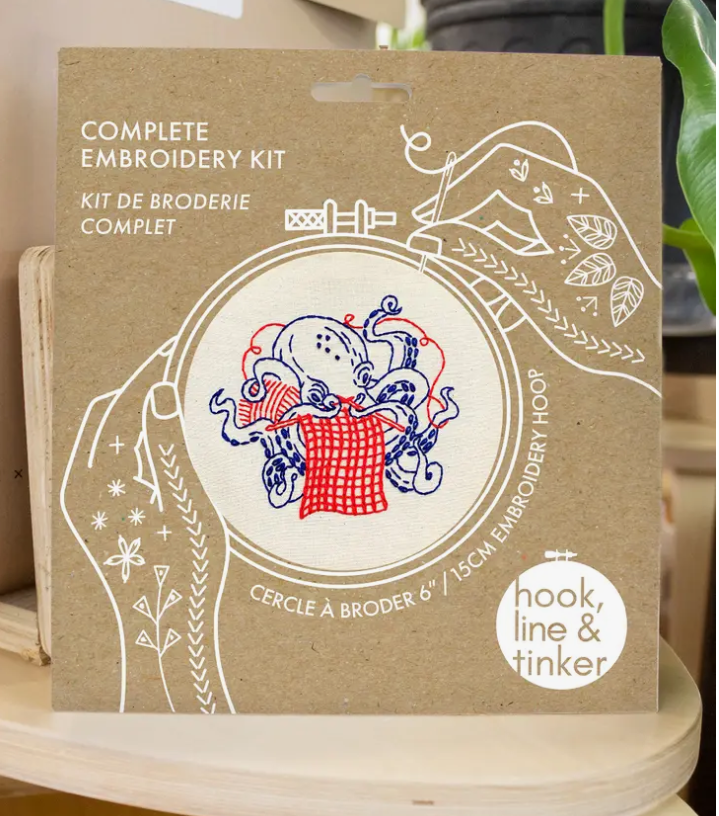 Knitting Octopus Complete Embroidery Kit