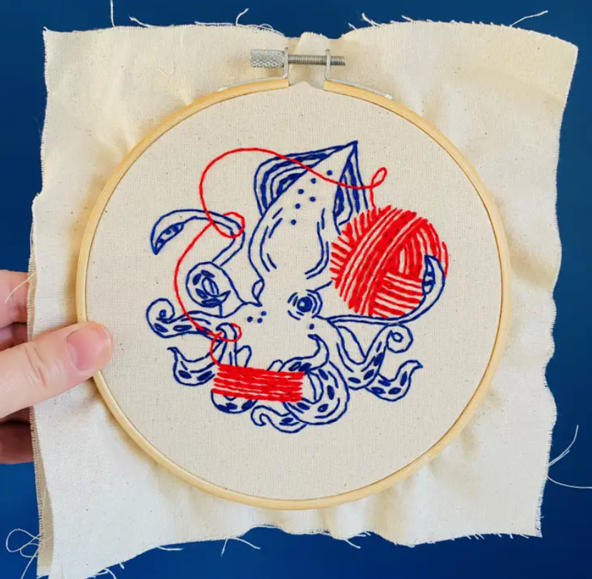 Squid Balling Yarn Embroidery Kit