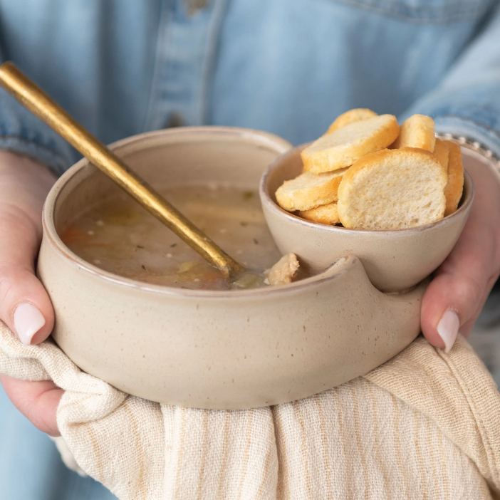 Stoneware Cracker & Soup Bowl, Reactive Glaze - Drifts East