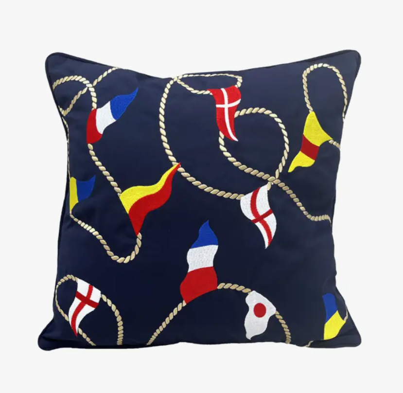 Nautical Rope & Flags Indoor/Outdoor Pillow
