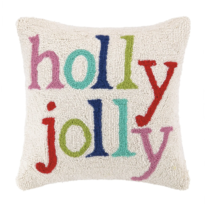 Holly Jolly Multi Color Christmas Hook Pillow - Drifts East