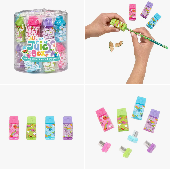 Lil' Juicy Scented Erasers & Sharpeners - Drifts East