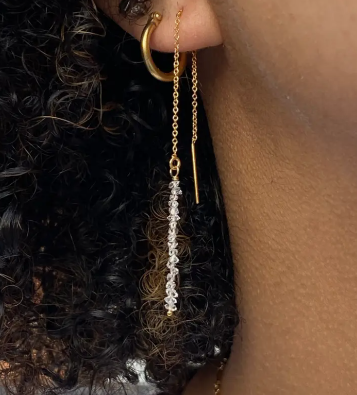 Herkimer Diamond Threader Earrings - Drifts East