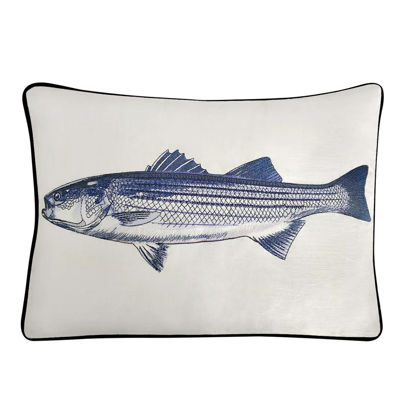 Embroidered Striped Bass Pillow